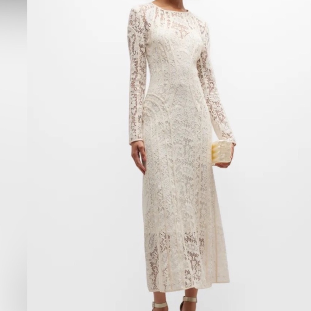 Zimmermann Ivory Lace Long-Sleeve Dress